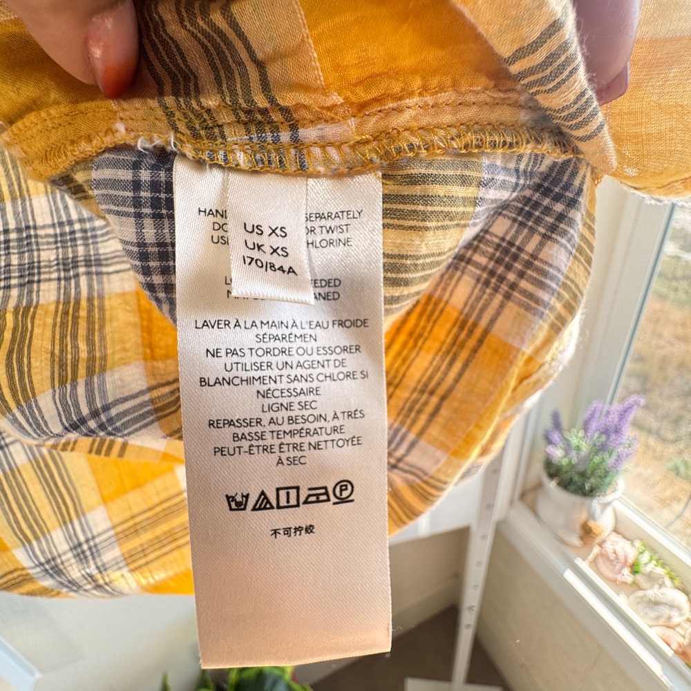 Anthropologie Yellow and Blue Plaid Top - Picture 6 of 6